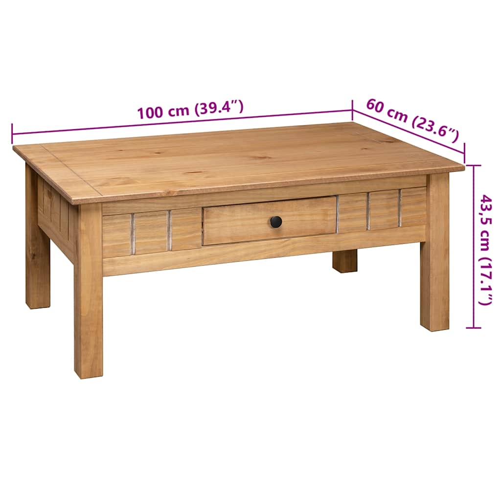 Table basse 100x60x43,5 cm Pin massif Assortiment Panama - XIOS