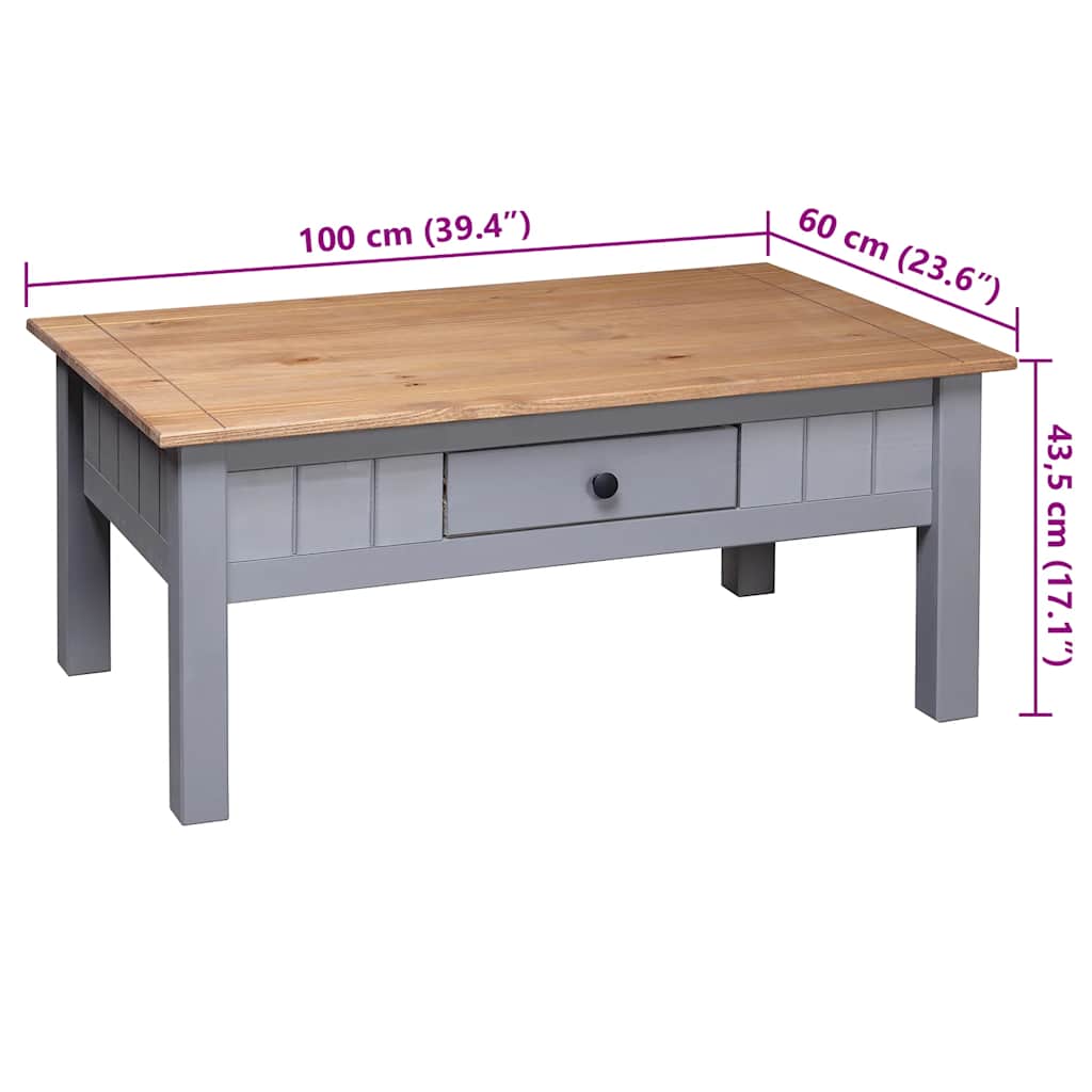 Table basse Gris 100x60x43,5 cm Pin massif Assortiment Panama