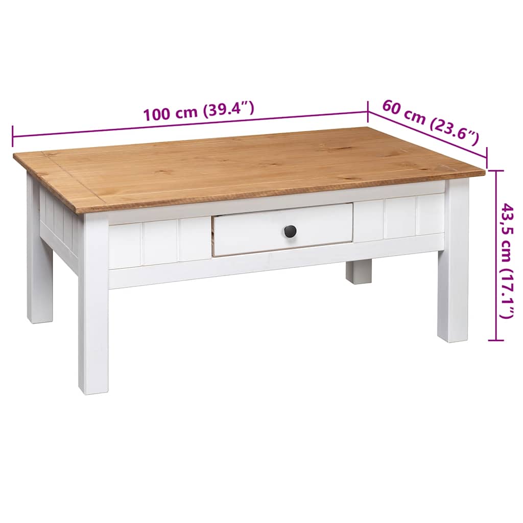 Table basse Blanc 100x60x45 cm Pin massif Assortiment Panama - XIOS