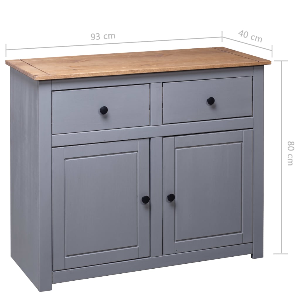 Buffet Gris 93x40x80 cm Pin solide Assortiment Panama - XIOS
