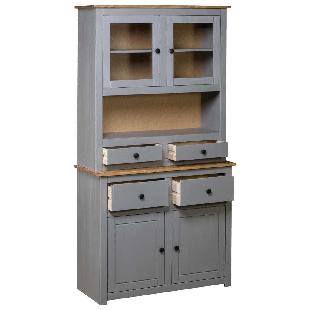 Buffet haut Gris 93x40,5x180 cm Pin Gamme Panama - XIOS