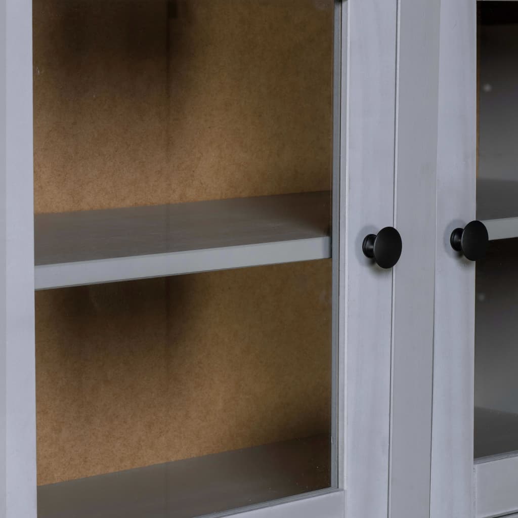 Buffet haut Gris 93x40,5x180 cm Pin Gamme Panama - XIOS