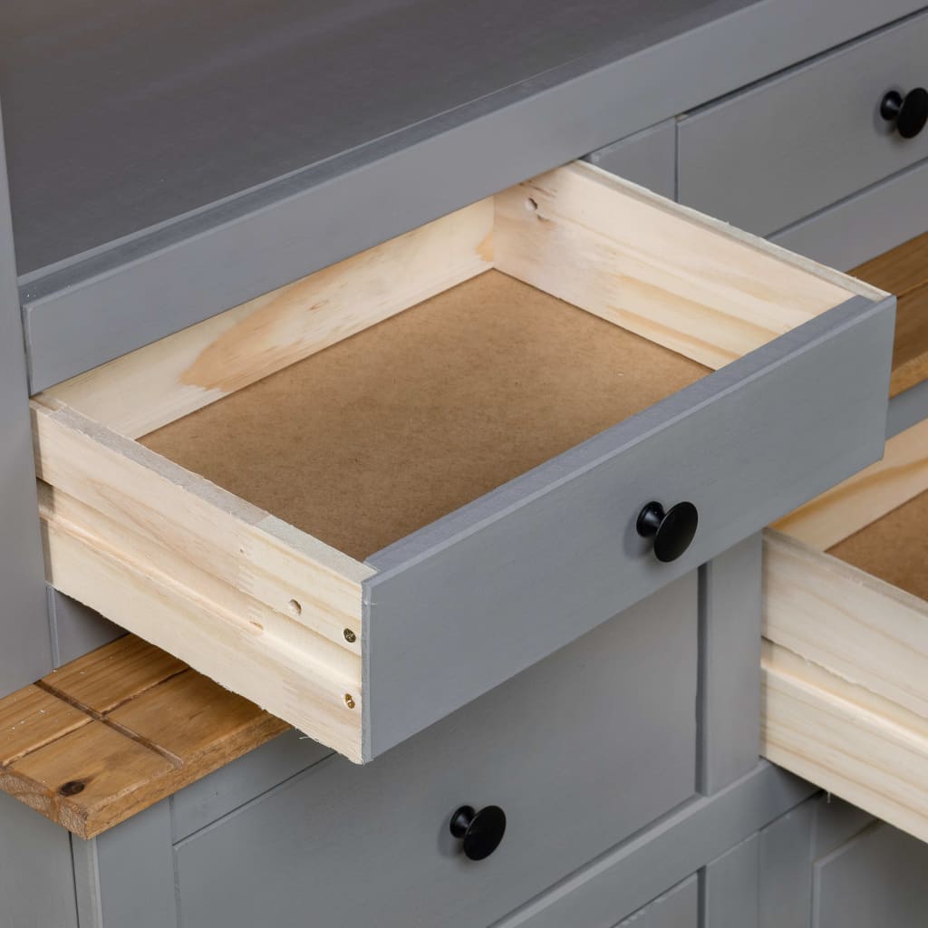 Buffet haut Gris 93x40,5x180 cm Pin Gamme Panama - XIOS