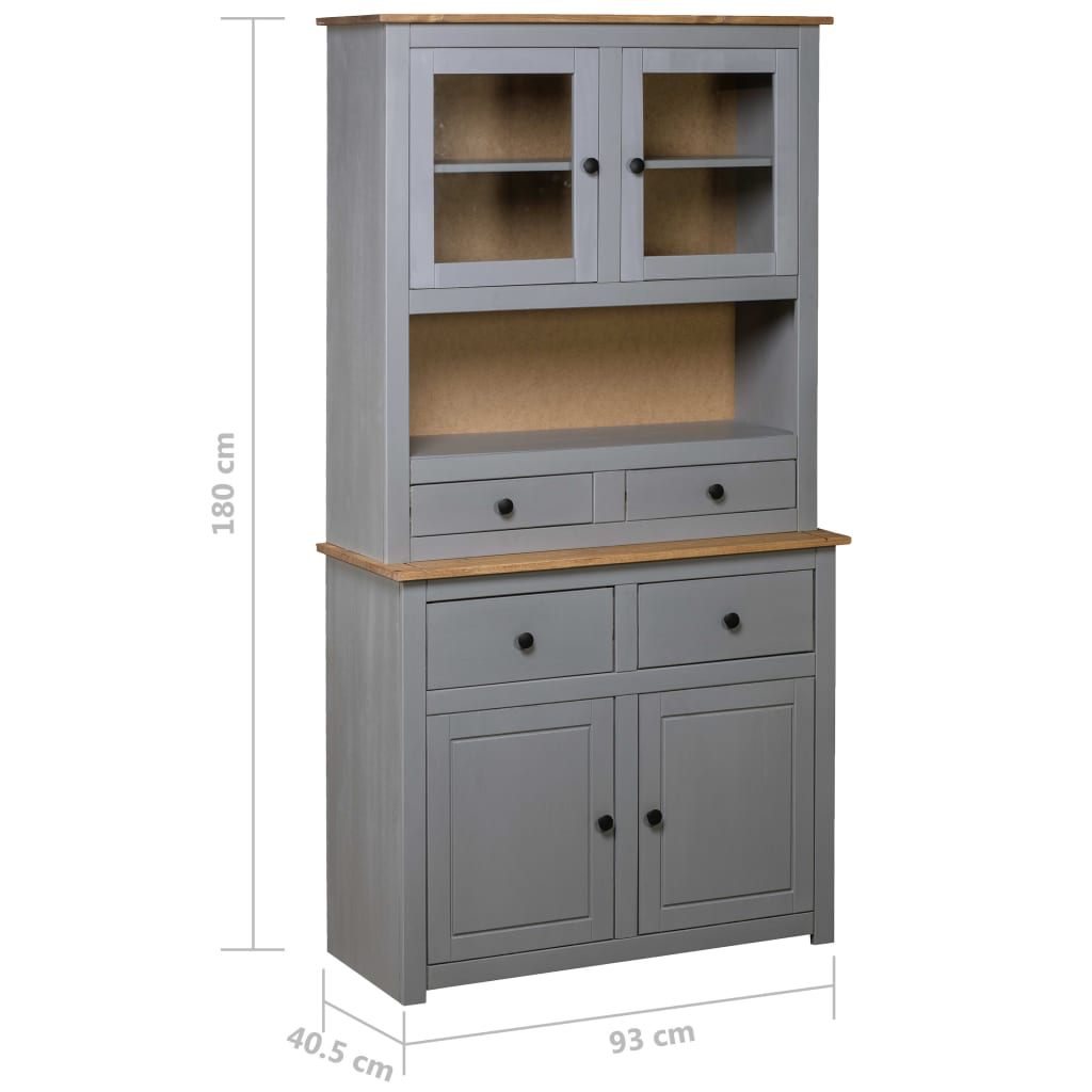 Buffet haut Gris 93x40,5x180 cm Pin Gamme Panama - XIOS