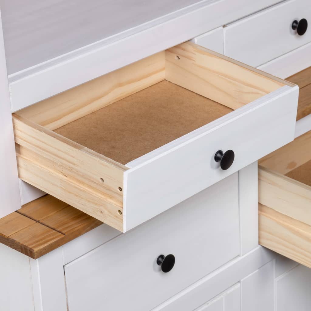 Buffet haut Blanc 93x40,5x180 cm Pin Gamme Panama - XIOS