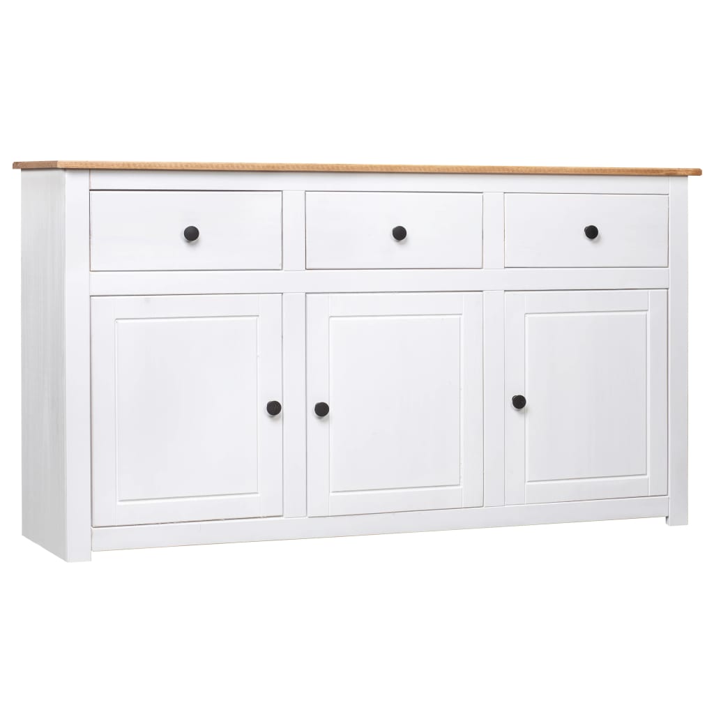Buffet Blanc 135x40x80 cm Pin solide Gamme Panama - XIOS
