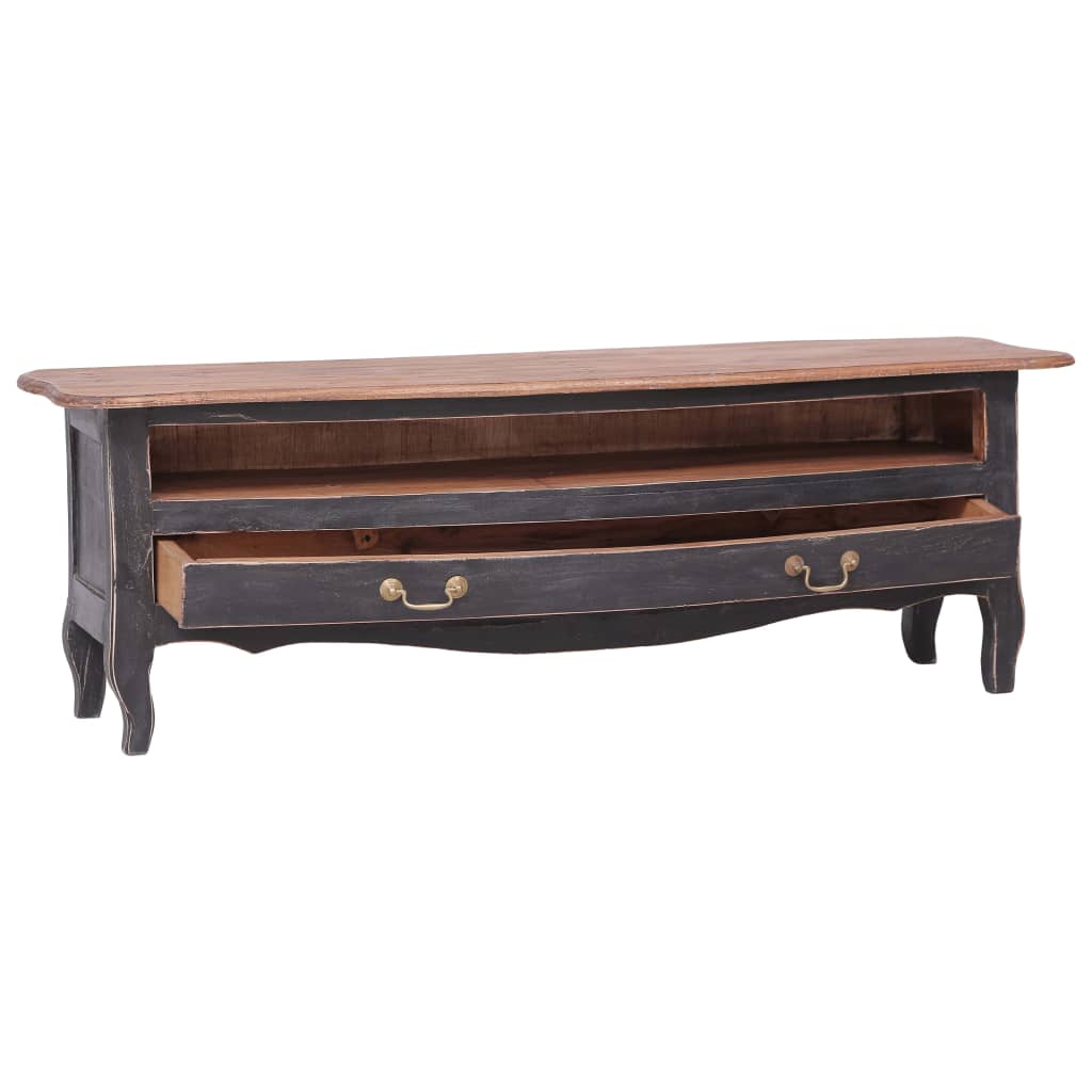 Meuble TV 120x30x40 cm noir bois d'acajou massif - XIOS