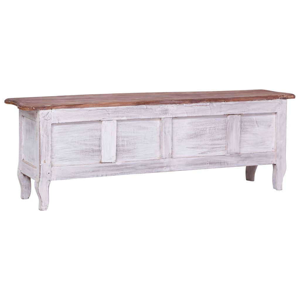 Meuble TV 120x30x40 cm blanc bois d'acajou massif - XIOS