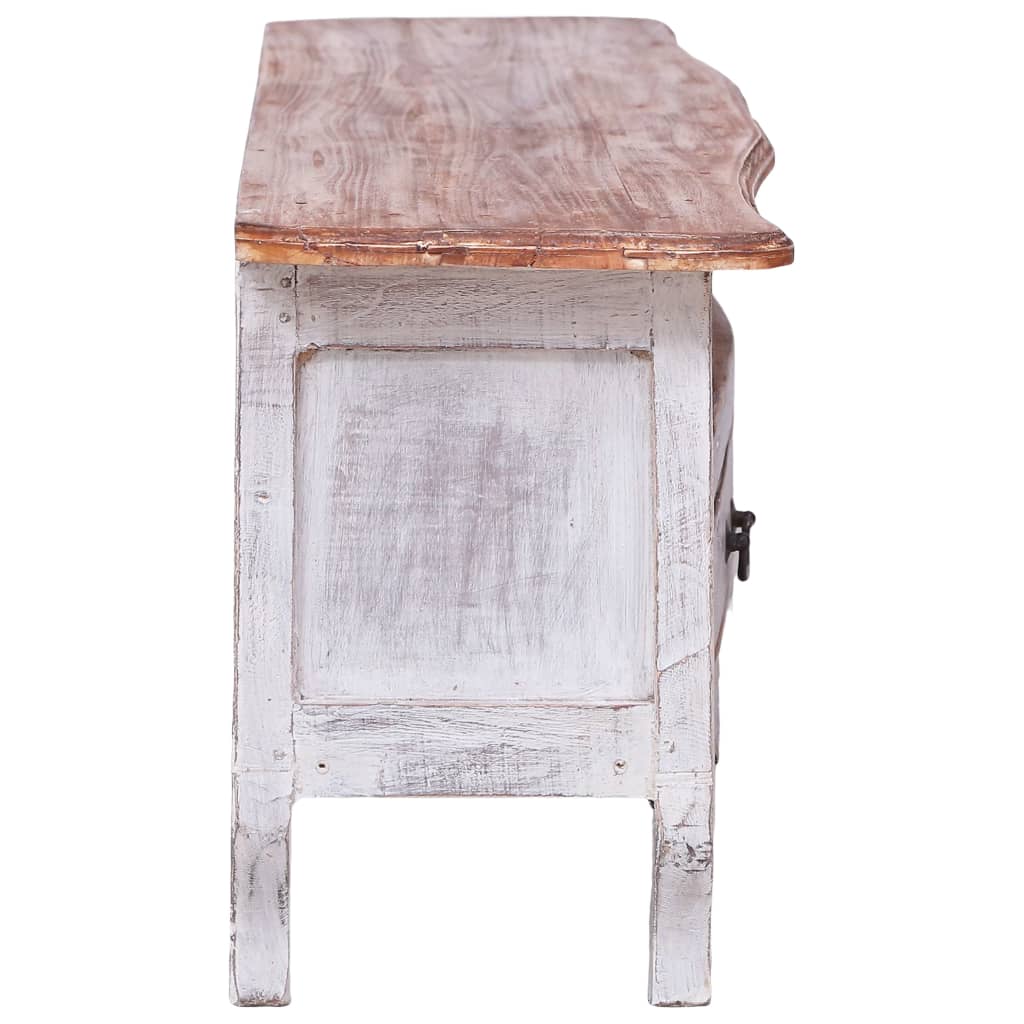 Meuble TV 120x30x40 cm blanc bois d'acajou massif - XIOS