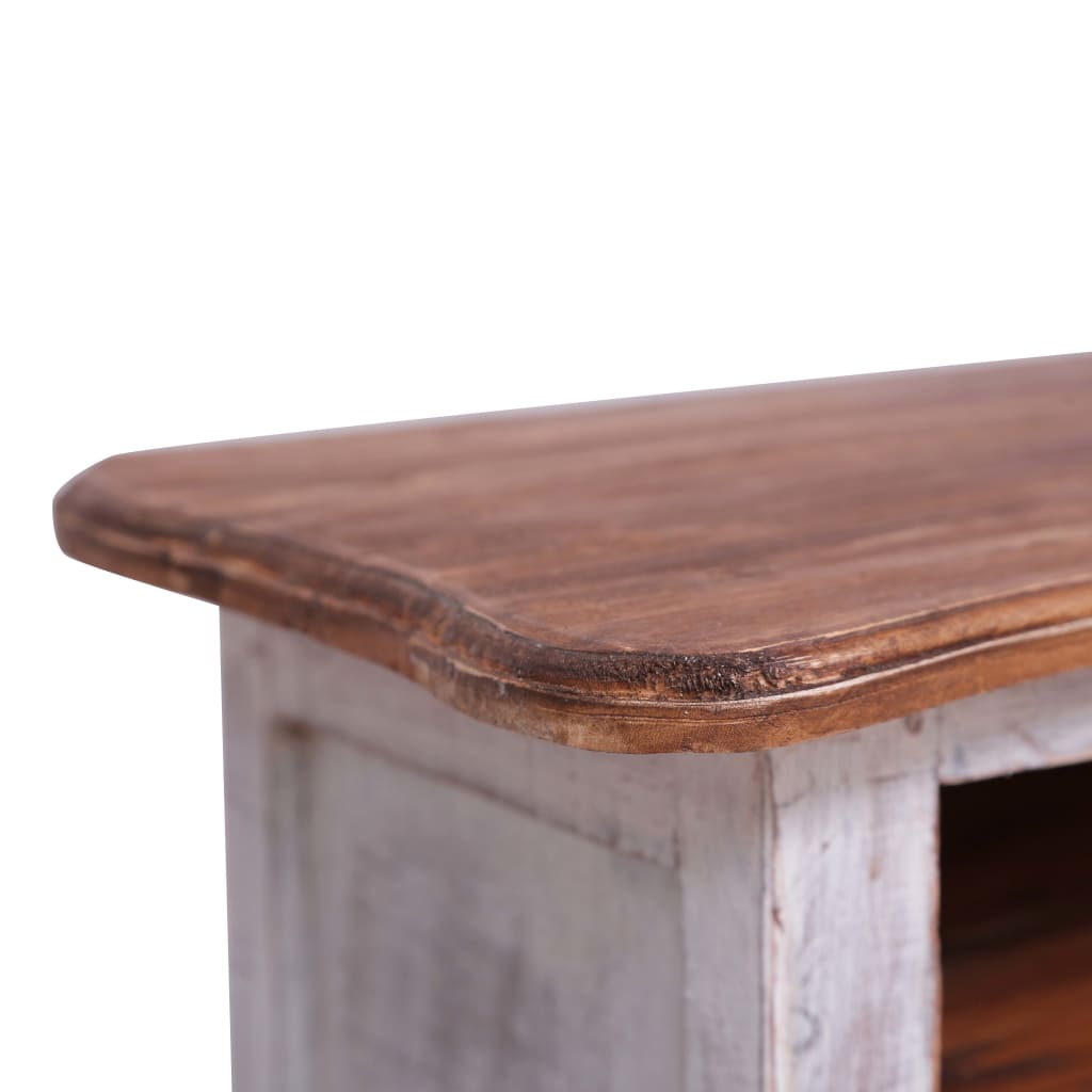 Meuble TV 120x30x40 cm blanc bois d'acajou massif - XIOS