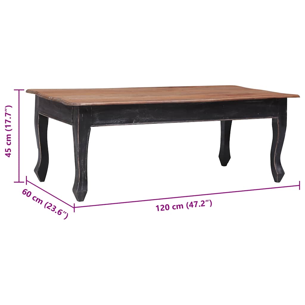 Table basse Noir 120x60x45 cm Bois d'acajou massif - XIOS