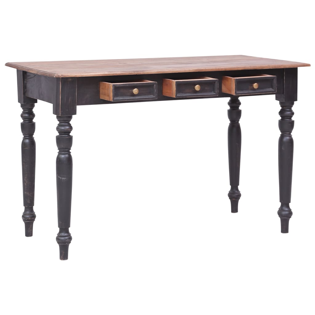 Bureau avec 3 tiroirs 117x57x75 cm bois d'acajou massif