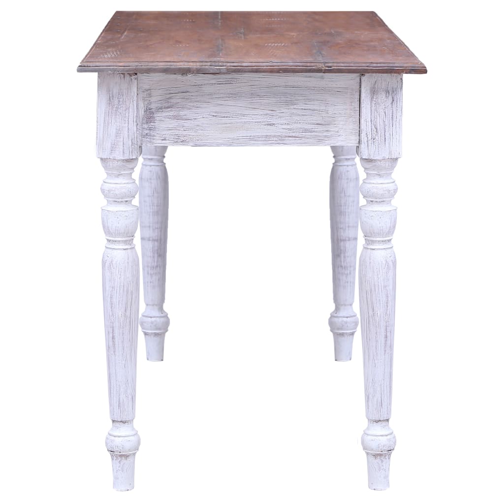 Bureau avec tiroirs blanc 117x57x75 cm bois d'acajou massif - XIOS
