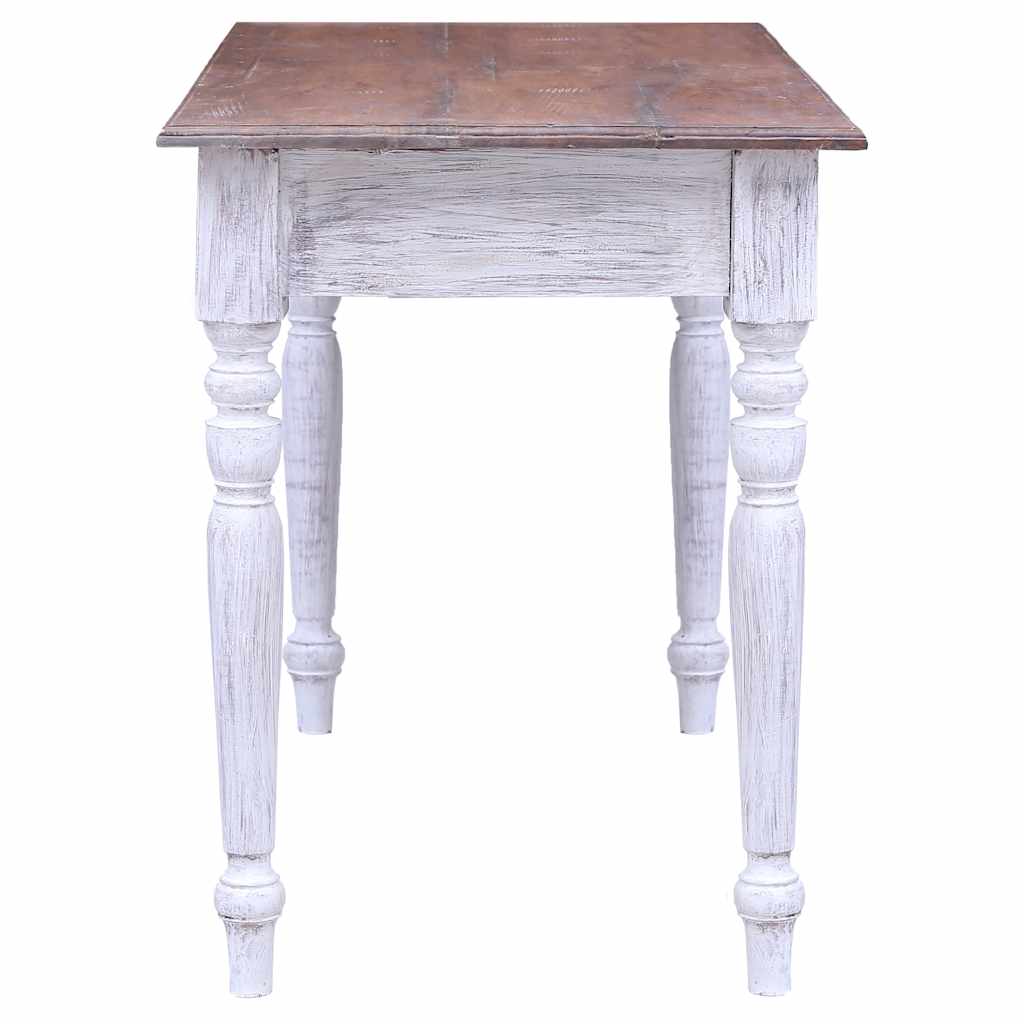 Bureau avec tiroirs blanc 117x57x75 cm bois d'acajou massif