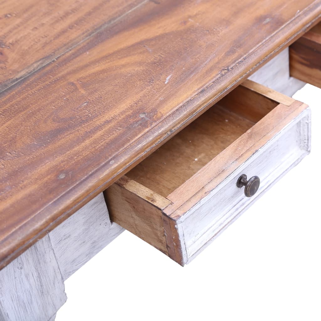 Bureau avec tiroirs blanc 117x57x75 cm bois d'acajou massif - XIOS