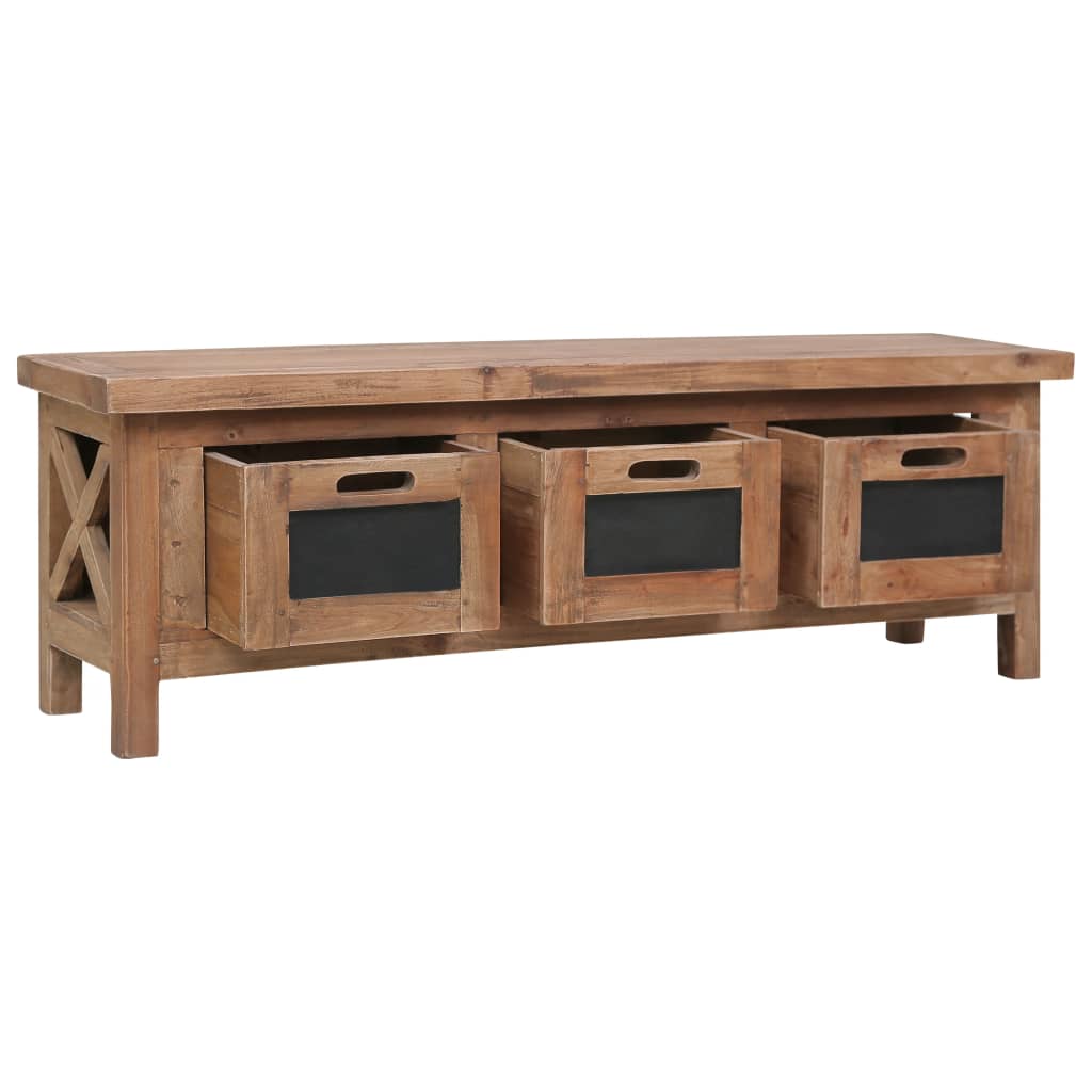Meuble TV avec 3 tiroirs 120x30x40 cm Bois d'acajou massif - XIOS