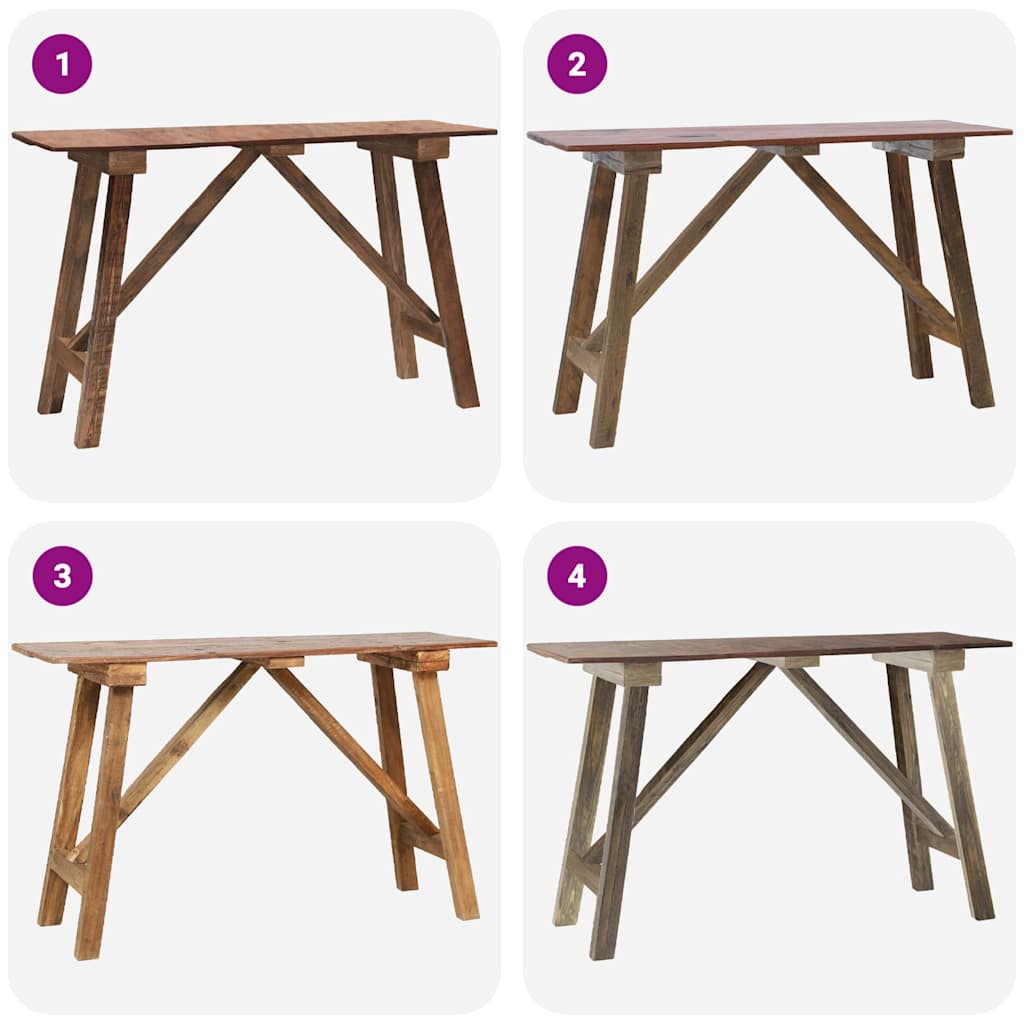 Table console 130x40x80 cm bois de récupération mélangé - XIOS