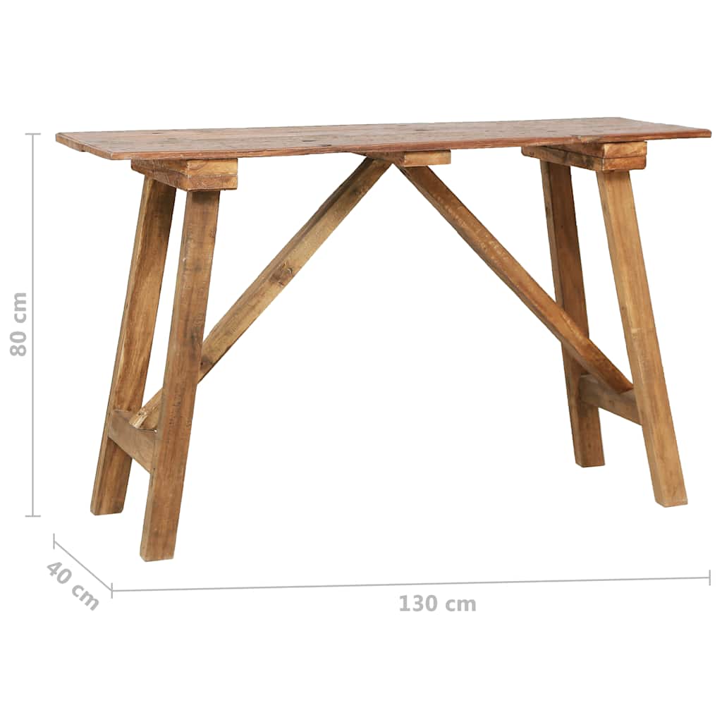 Table console 130x40x80 cm bois de récupération mélangé - XIOS
