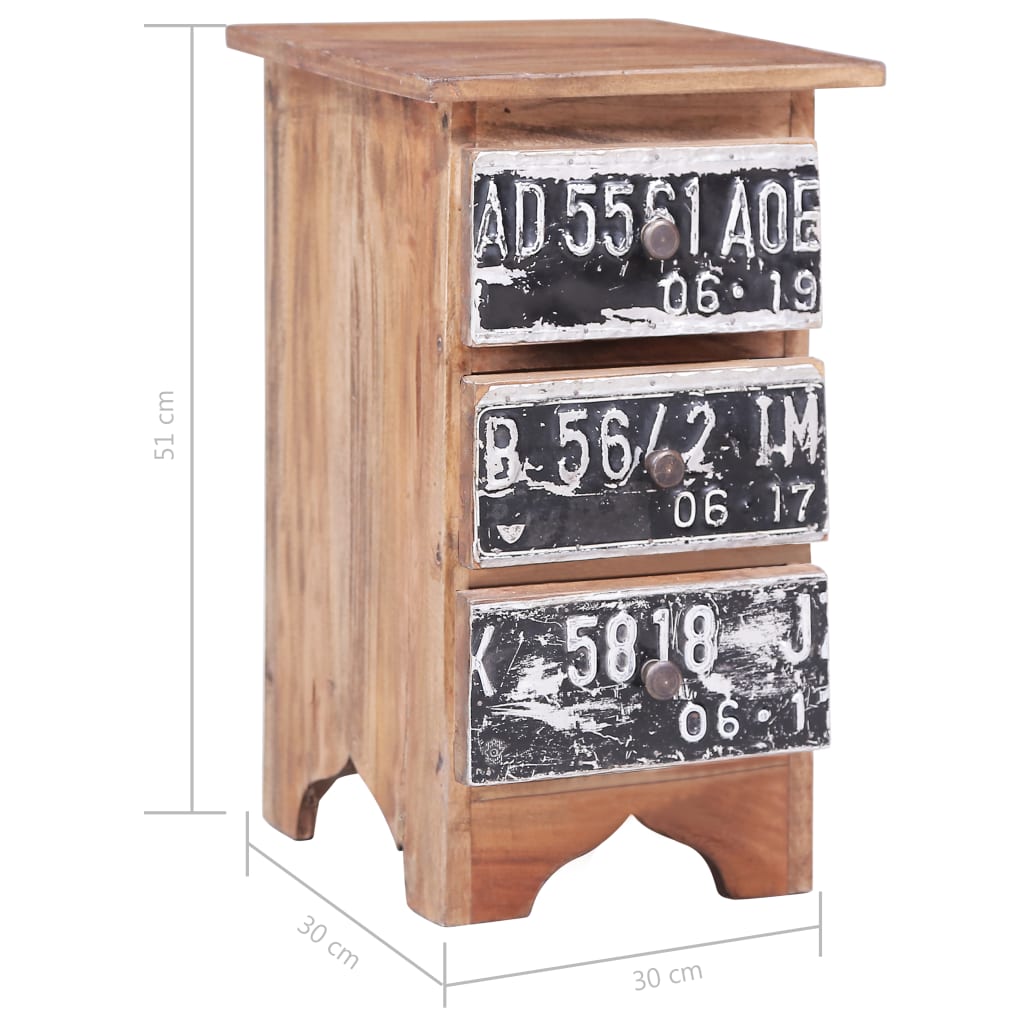 Table de chevet 30x30x51 cm bois d'acajou massif - XIOS