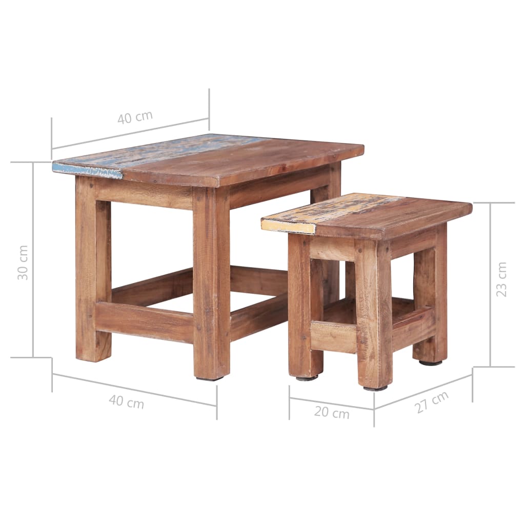 Tables gigognes 2 pcs bois d'acajou massif - XIOS