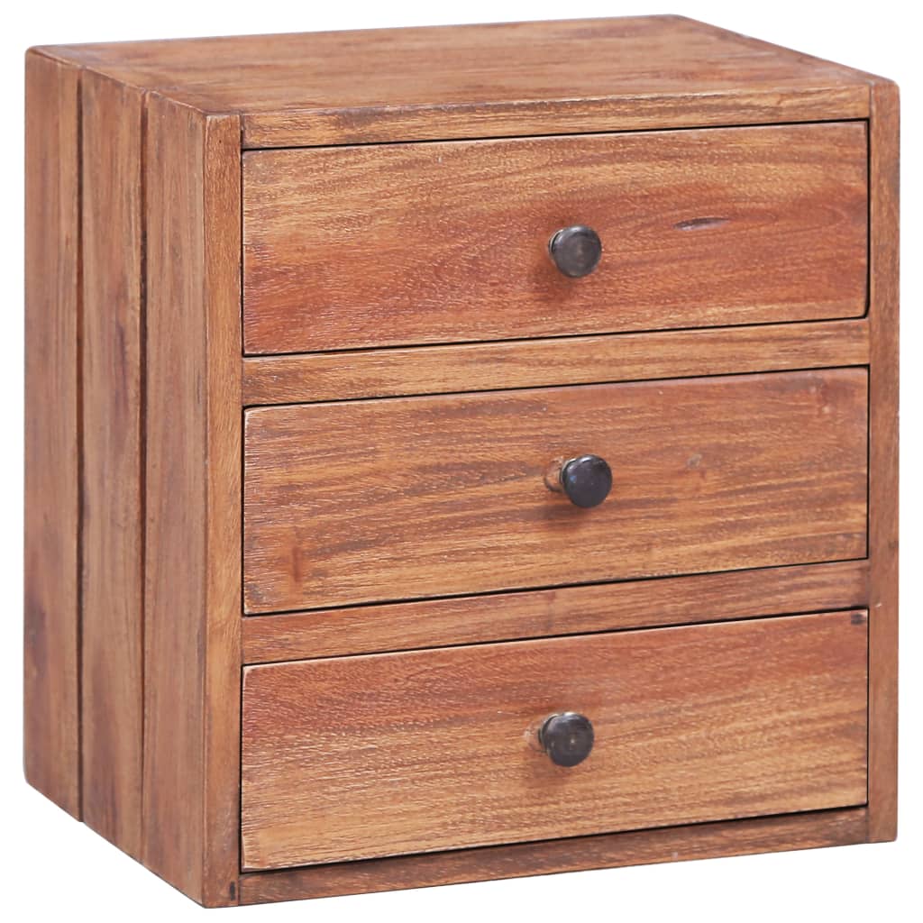 Table de chevet avec 3 tiroirs 35x25x35 cm bois d'acajou massif - XIOS