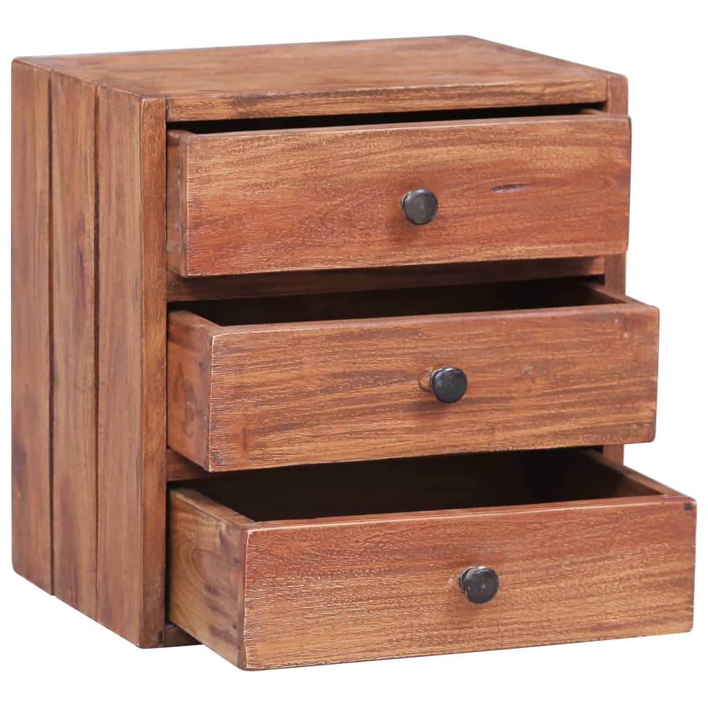 Table de chevet avec 3 tiroirs 35x25x35 cm bois d'acajou massif - XIOS