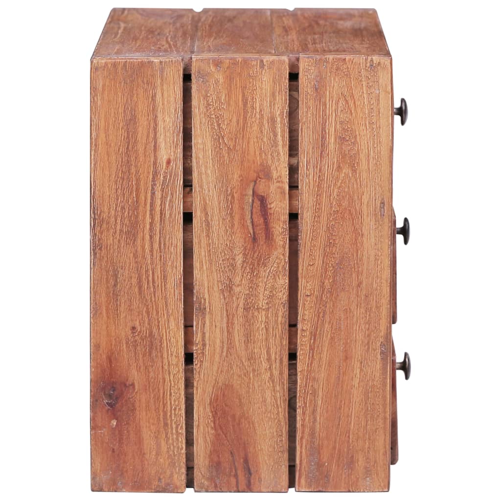 Table de chevet avec 3 tiroirs 35x25x35 cm bois d'acajou massif - XIOS