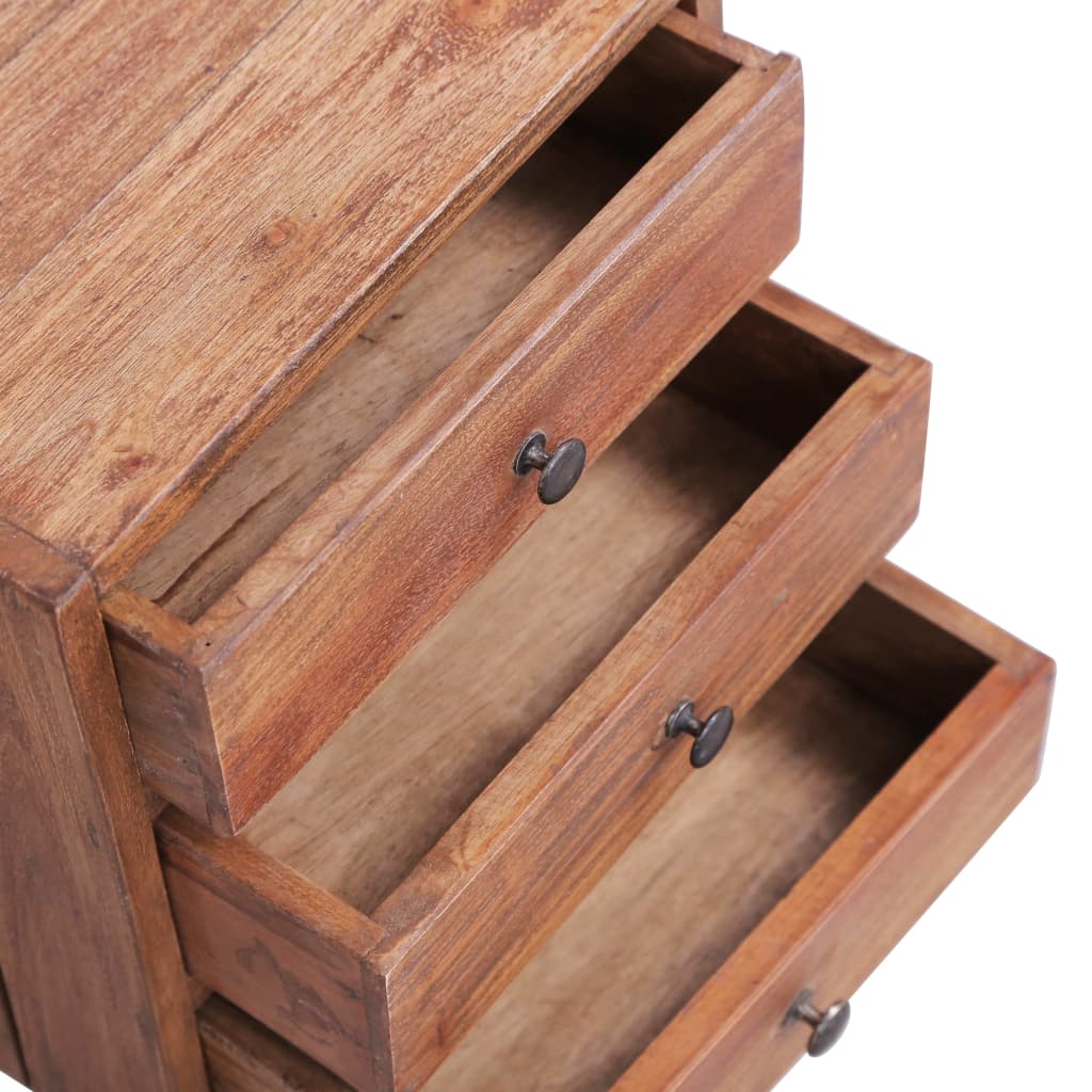 Table de chevet avec 3 tiroirs 35x25x35 cm bois d'acajou massif - XIOS