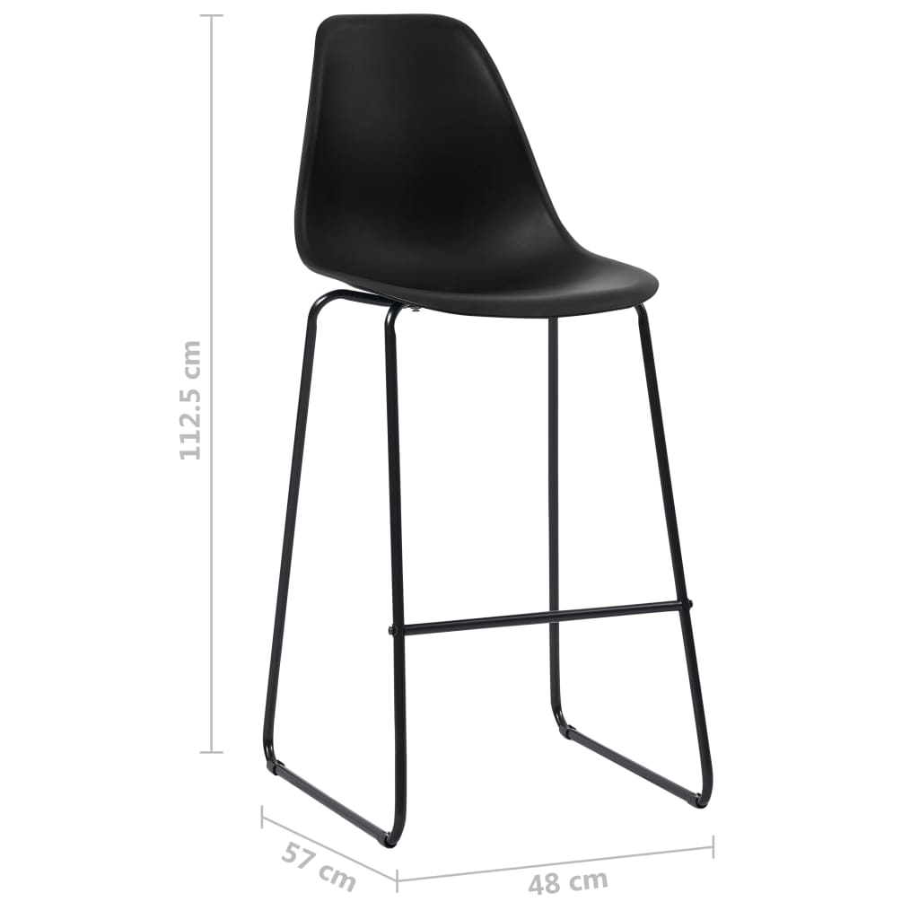 Chaises de bar lot de 4 noir plastique - XIOS