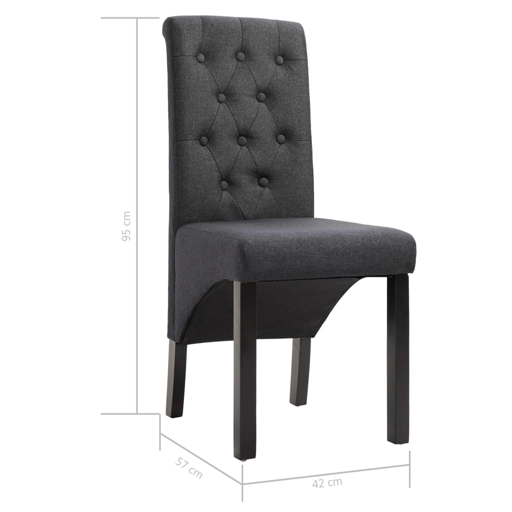 Chaises à manger lot de 4 gris foncé tissu - XIOS