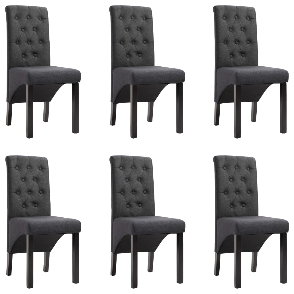Chaises à manger lot de 6 gris foncé tissu - XIOS