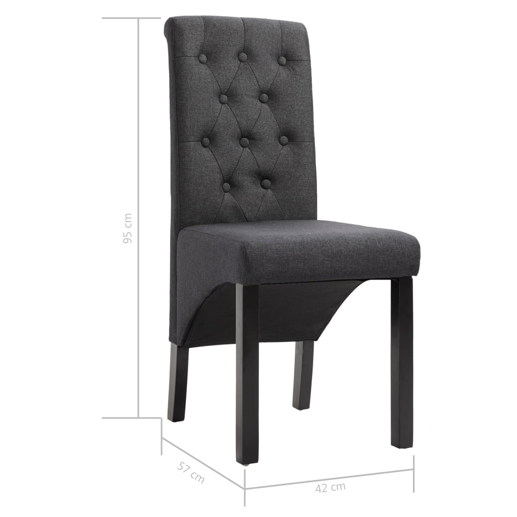Chaises à manger lot de 6 gris foncé tissu - XIOS