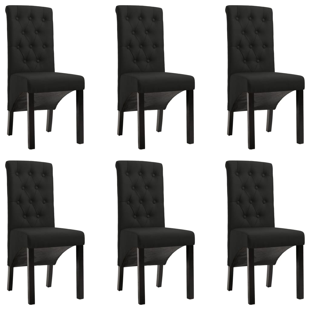 Chaises à manger lot de 6 noir tissu - XIOS