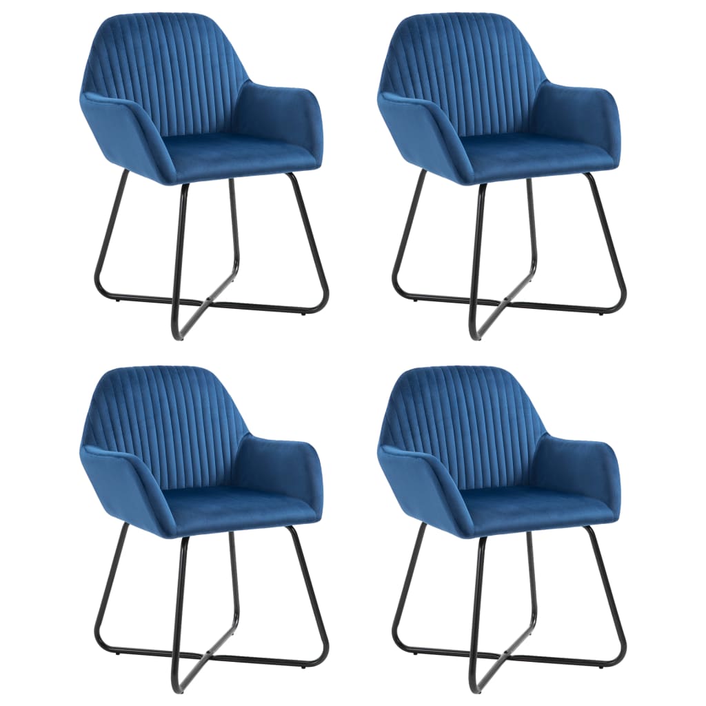 Chaises à manger lot de 4 Bleu Velours - XIOS