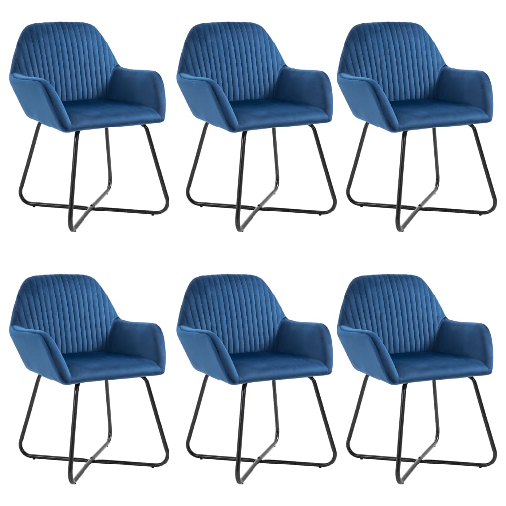 Chaises à manger lot de 6 bleu velours - XIOS