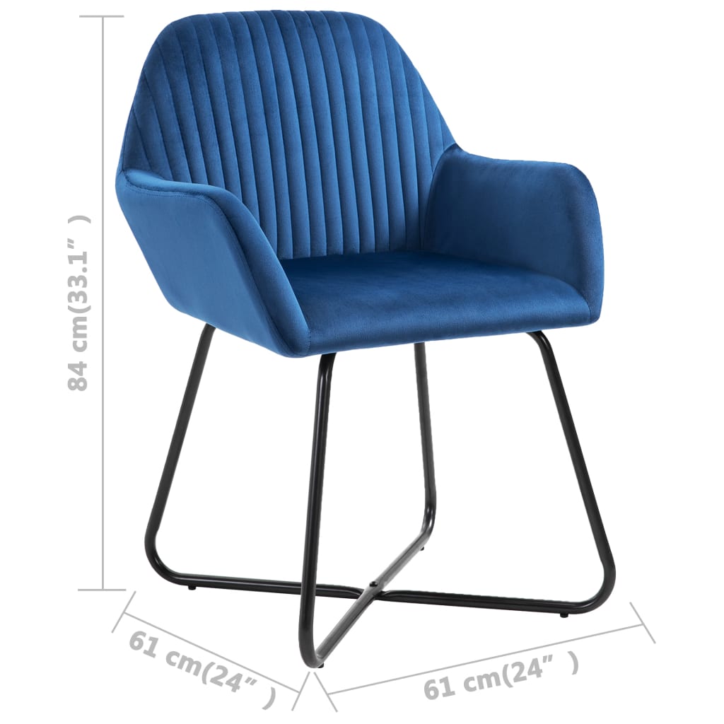 Chaises à manger lot de 6 bleu velours - XIOS