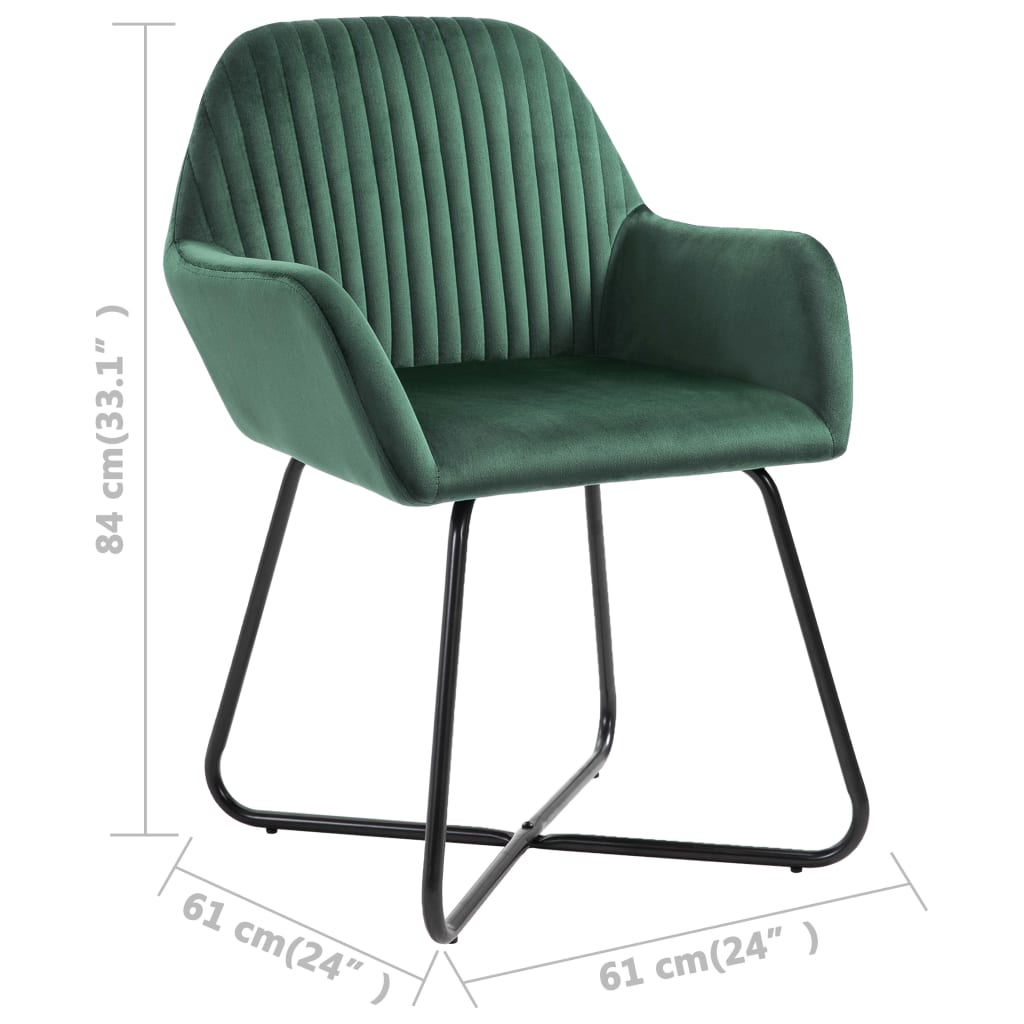 Chaises à manger lot de 4 vert velours - XIOS
