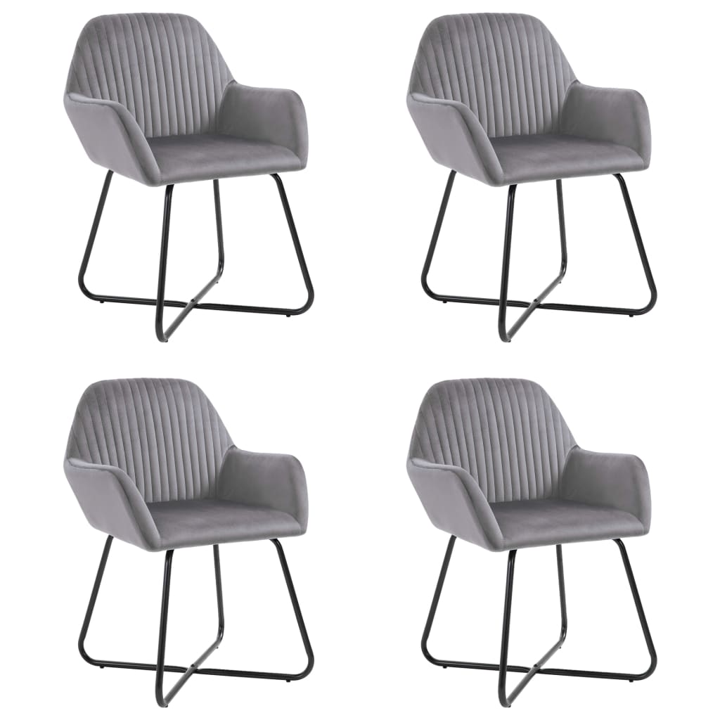 Chaises à manger lot de 4 gris velours - XIOS