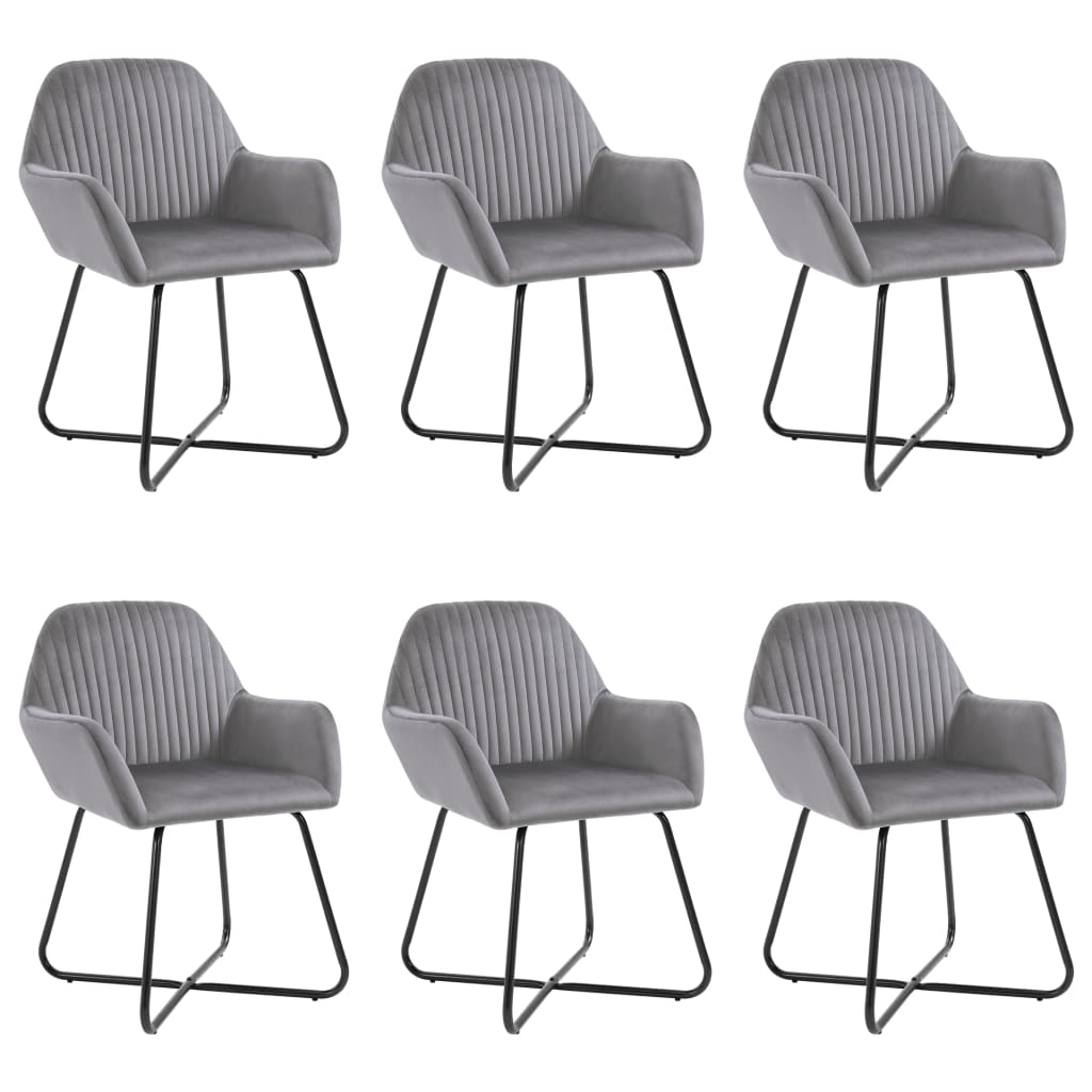 Chaises à manger lot de 6 gris velours - XIOS