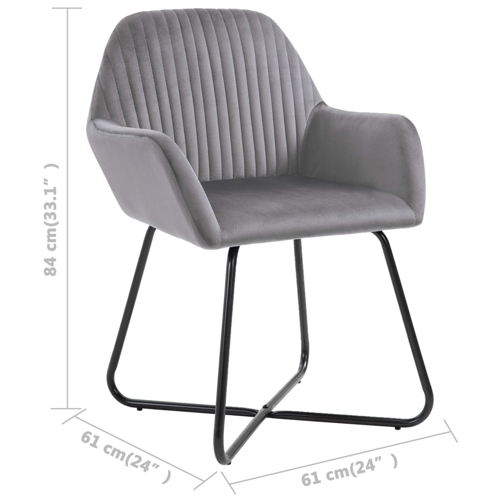 Chaises à manger lot de 6 gris velours - XIOS