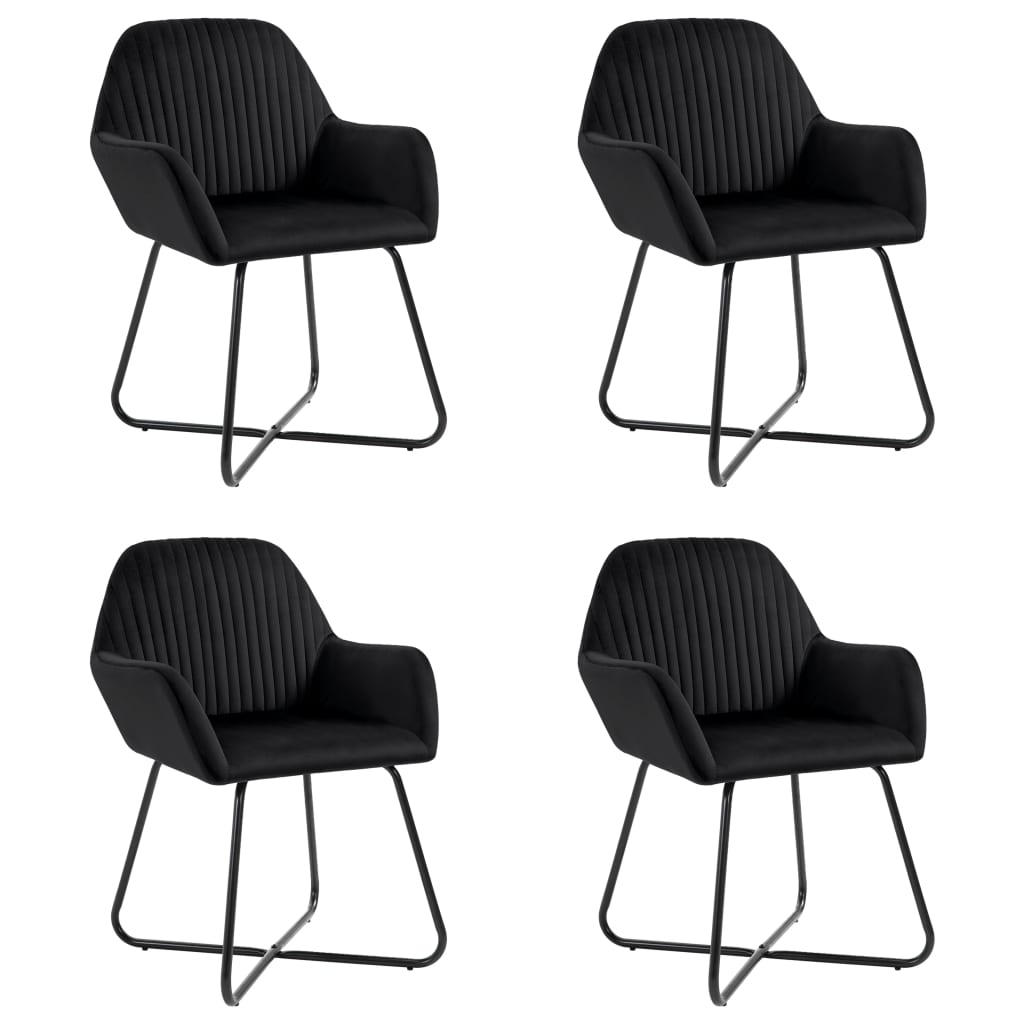 Chaises à manger lot de 4 Noir Velours - XIOS
