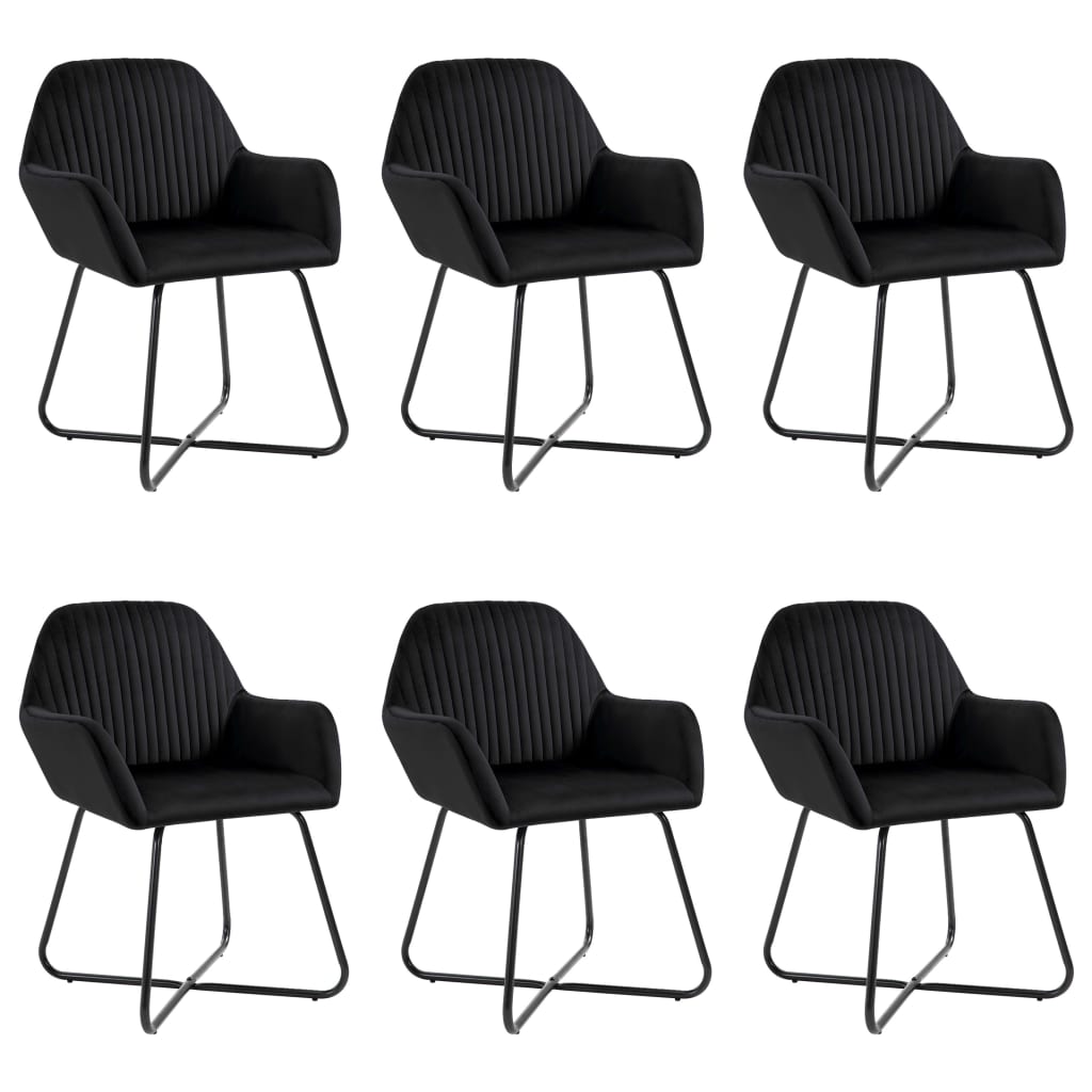 Chaises à manger lot de 6 noir velours - XIOS