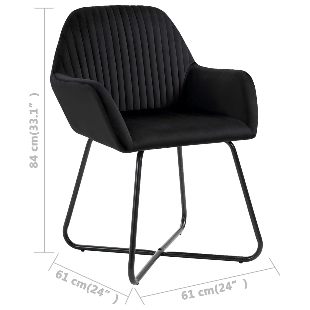 Chaises à manger lot de 6 noir velours - XIOS