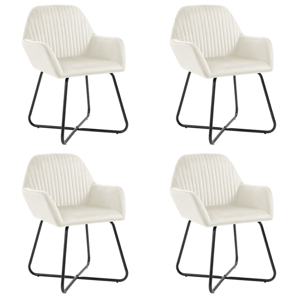 Chaises à manger lot de 4 Crème Velours - XIOS