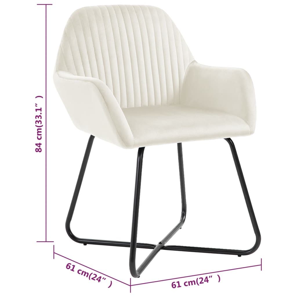 Chaises à manger lot de 4 Crème Velours - XIOS
