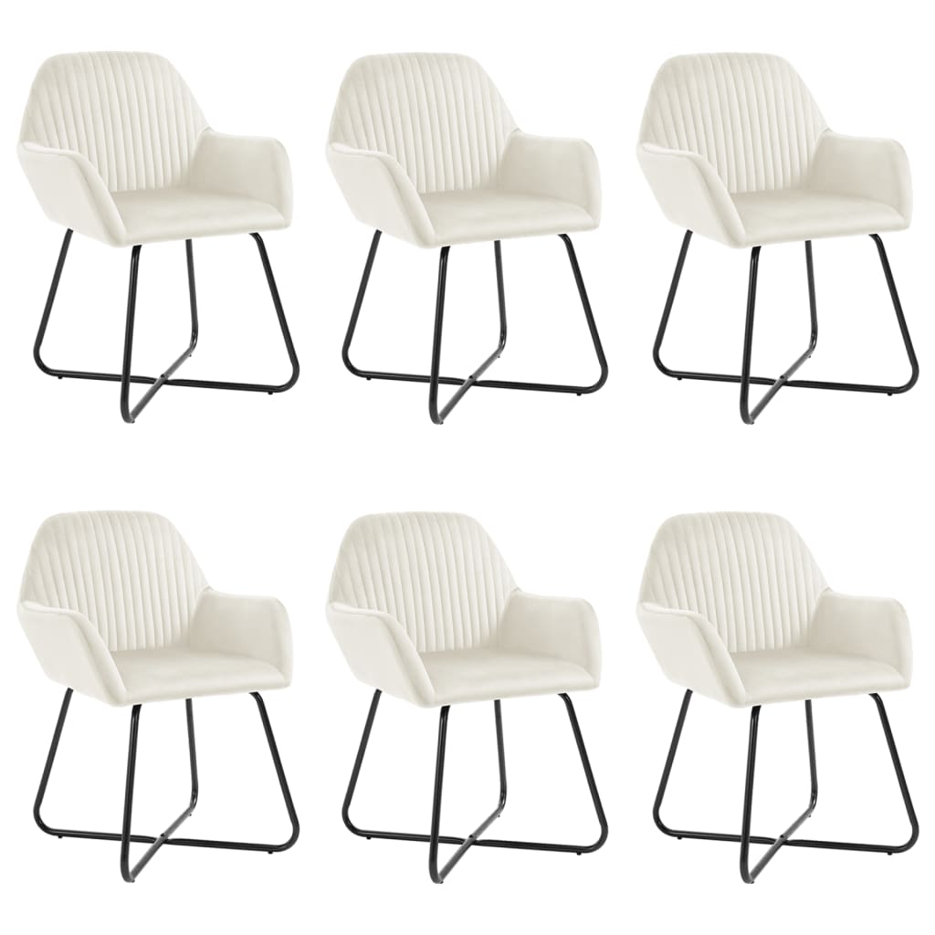 Chaises à manger lot de 6 crème velours - XIOS