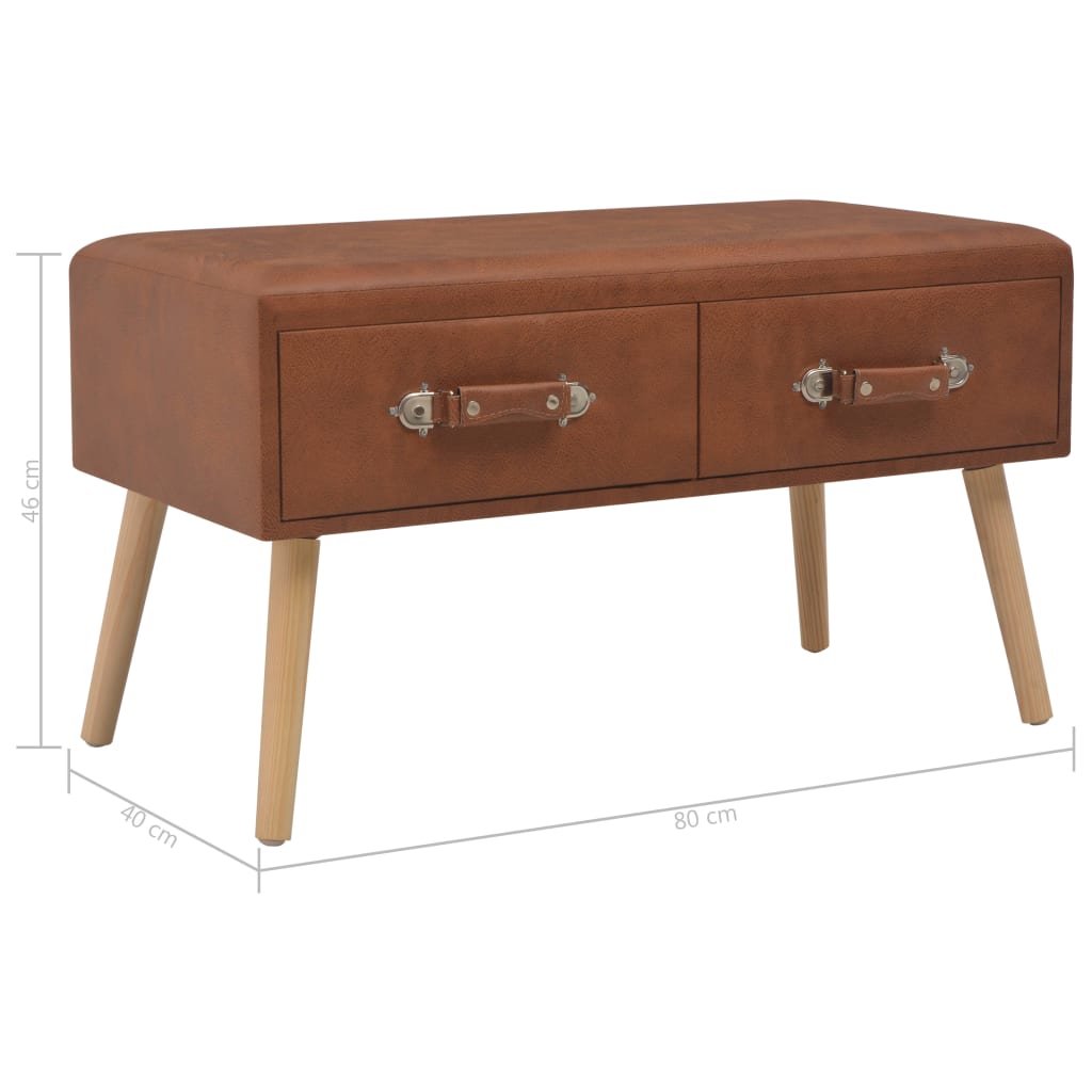 Banc avec tiroirs 80 cm Marron Similicuir - XIOS