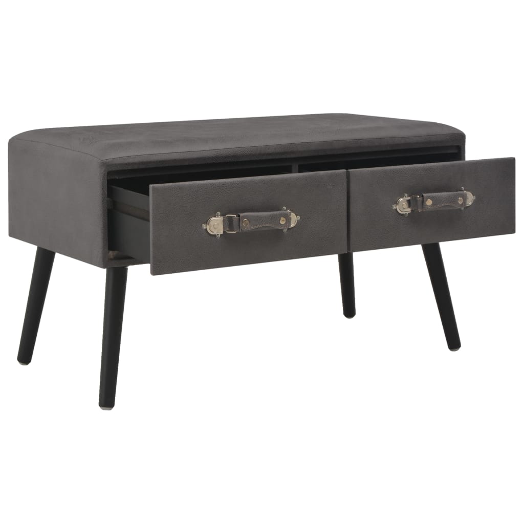 Banc avec tiroirs 80 cm Gris Similicuir - XIOS