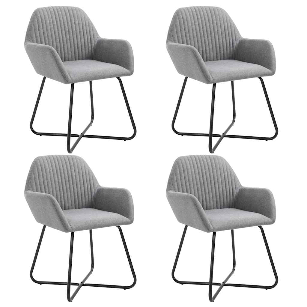Chaises à manger lot de 4 gris clair tissu - XIOS