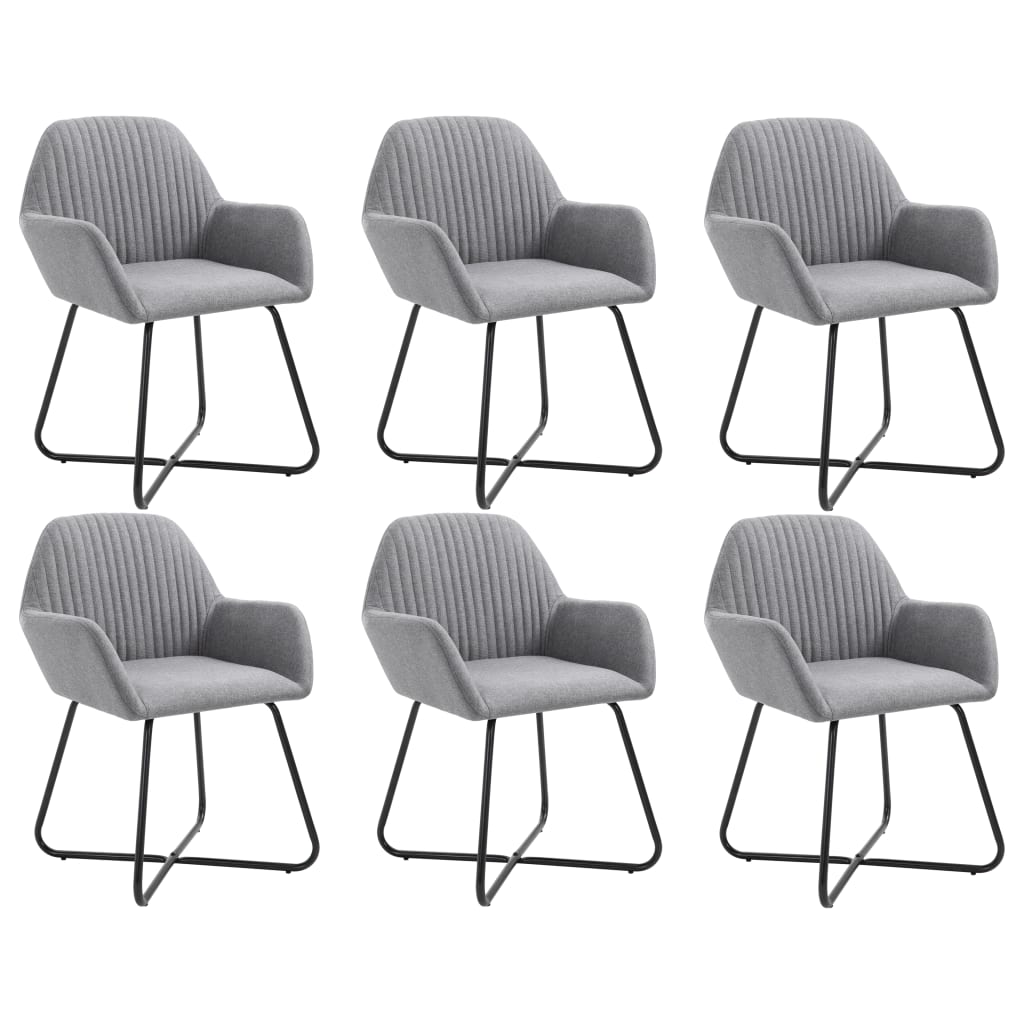 Chaises à manger lot de 6 gris clair tissu - XIOS